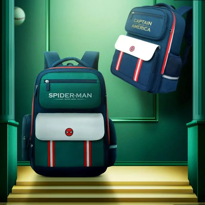 

Mavel Boy School Bag Spider Man Captain America Primary Student Shoulder Orthopedic Backpack Large Capacity Light Mochilas