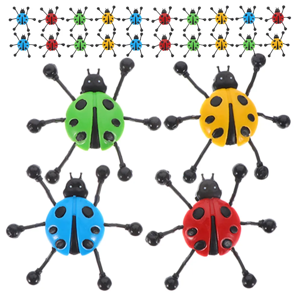

24 шт. Липкие эластичные игрушки-имитации божьих коровок для сенсорных игр, реквизит для розыгрышей на Хэллоуин, забавные липкие игрушки для детей