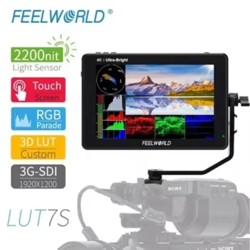 Новый FEELWORLD LUT7S 7-дюймовый 2200 нит 3D LUT сенсорный монитор для DSLR-камер с векторным анализатором волн, гистограммой, 3G-SDI, 4K