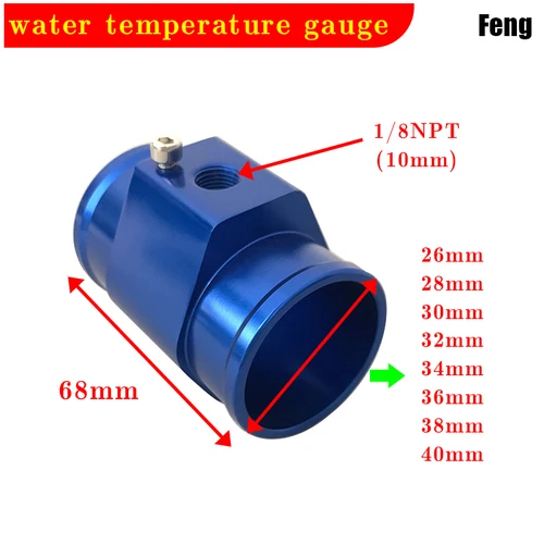 Imagen 2 del producto HQ Sensor de temperatura del agua Sensor de junta de cabeza adaptador de radiador 1/8NPT 12V 24V voltímetro Digital de medidor de temperatura del agua