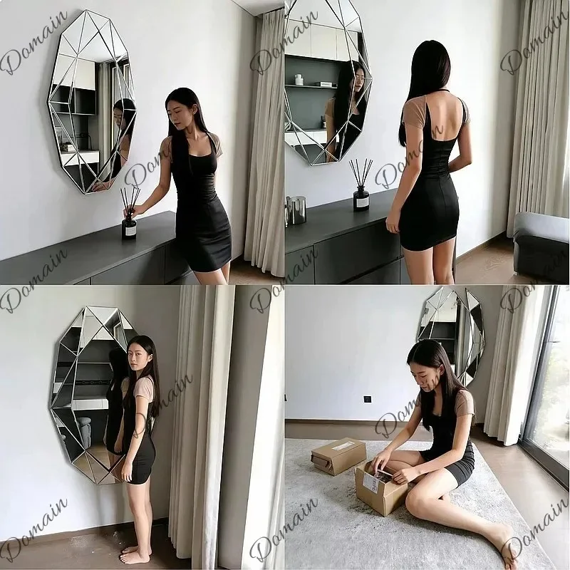 BJ Stereo Enigma Mirror Villa Hotel Bathroom Dressing Mirror Light Luxury Creative Art Toilet