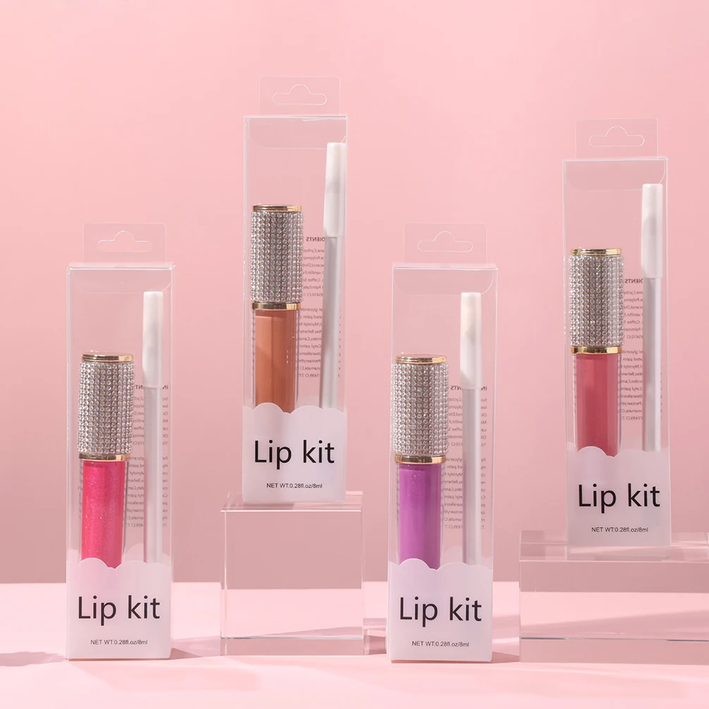 

Private Label 49-color Lip Gloss& Lipliner Kit Pigment Long Lasting Non-stick Waterproof Custom Logo Makeup Bulk Transparent Box