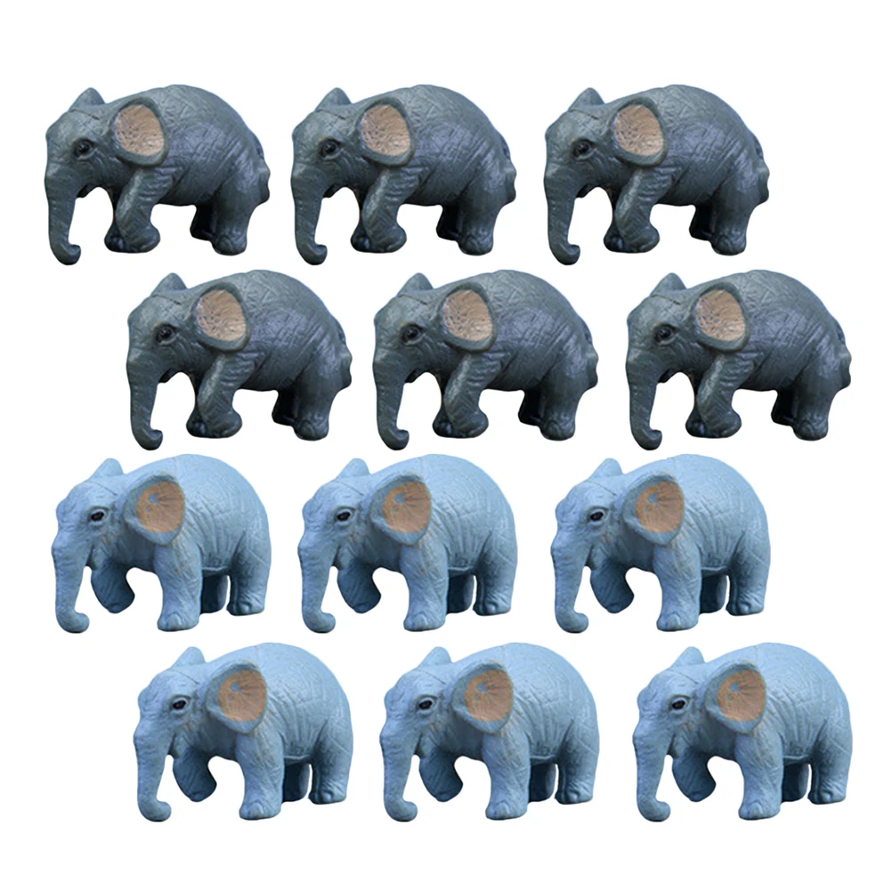 

12 Pcs Elephant Ornaments PVC Garden Elephant Model Small Garden Figurines Decorative Statue Animal Crafts Bonsai Decoration