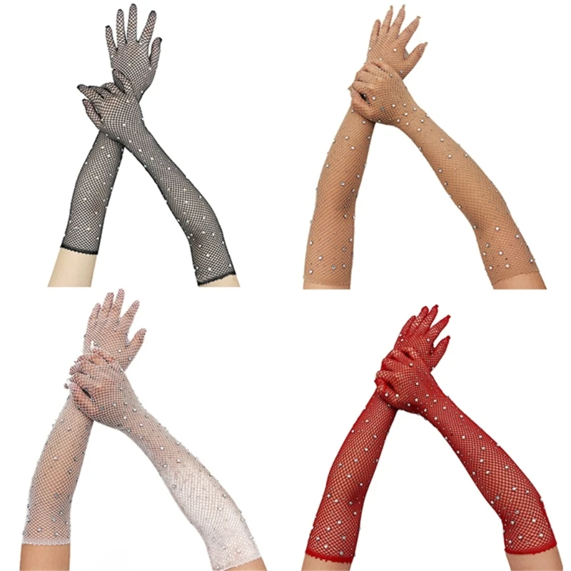 Gants longs en résille pour femmes, gants longs en maille, gants danse avec livraison directe