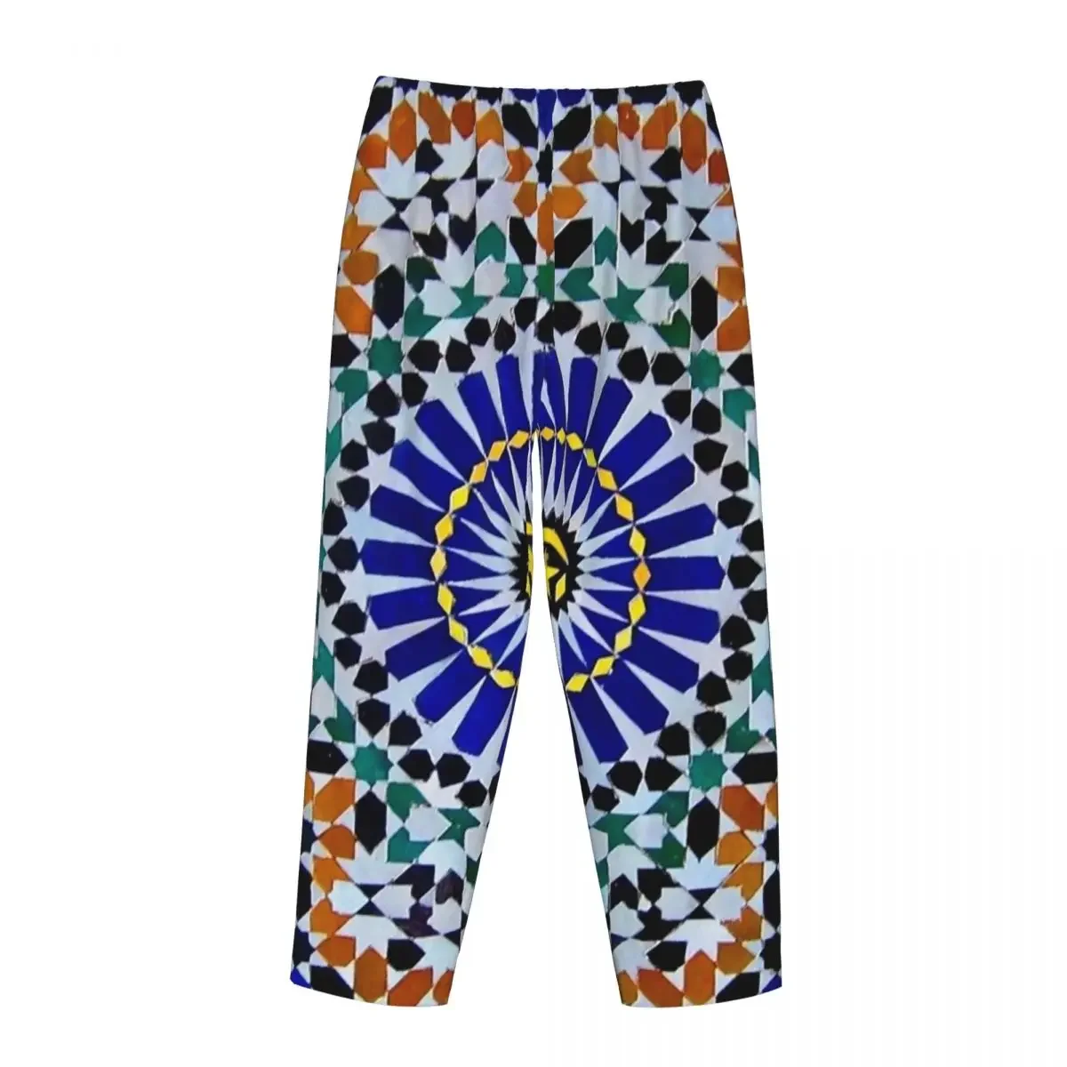 Custom Arabic Tiles Moroccan Mosaic Women Pajama Pants Lounge Sleep Sleepwear Bottoms with Pockets
