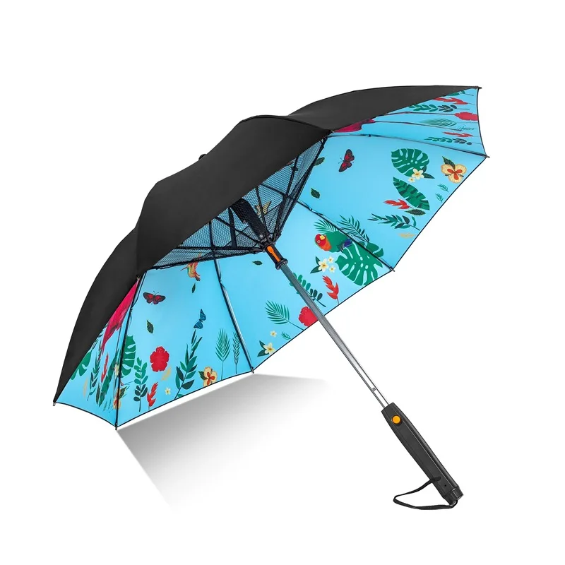 Umbrella with Fan and Mist Spray Summer Cool Long Handle UV-proof Beach Umbrella Gift for Men and Women