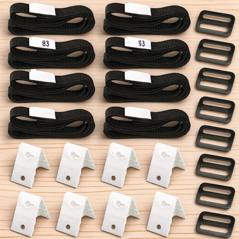 Solar Blanket Straps Kit 8 Straps Tabs Cord Plates Buckles Inground Reel System Durable Easy Install Compact Lightweight