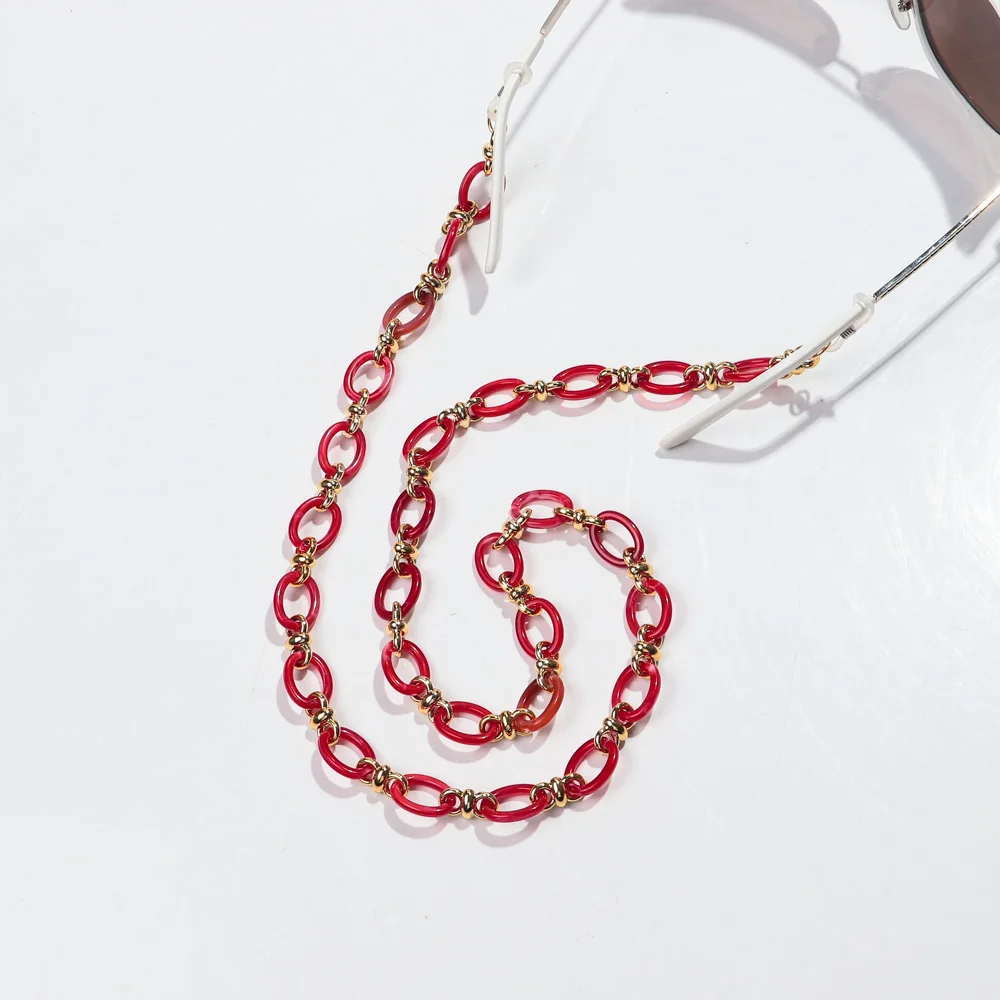 Neue Bunte Acryl Oval Link Gläser Kette Riemen für Frauen 70 cm Hängenden Hals Maske Seil Sonnenbrille Lanyard Schnur Zubehör – Detail 12
