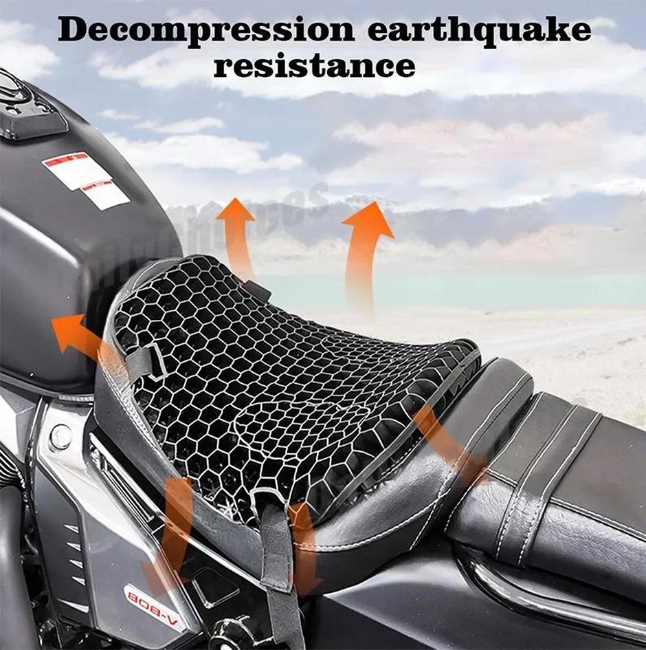 

Motorcycle Motorbike Gel Seat Cushion Pillow Pad Cover Pressure Relief w/sleeve