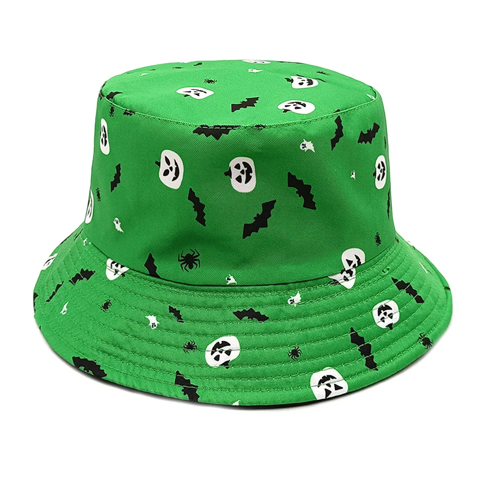 Halloween Cosplay Bucket Hat Ghost Bat Spider Print Fisherman Cap Spooky Halloween Party Costume Headwear for Men Women panama