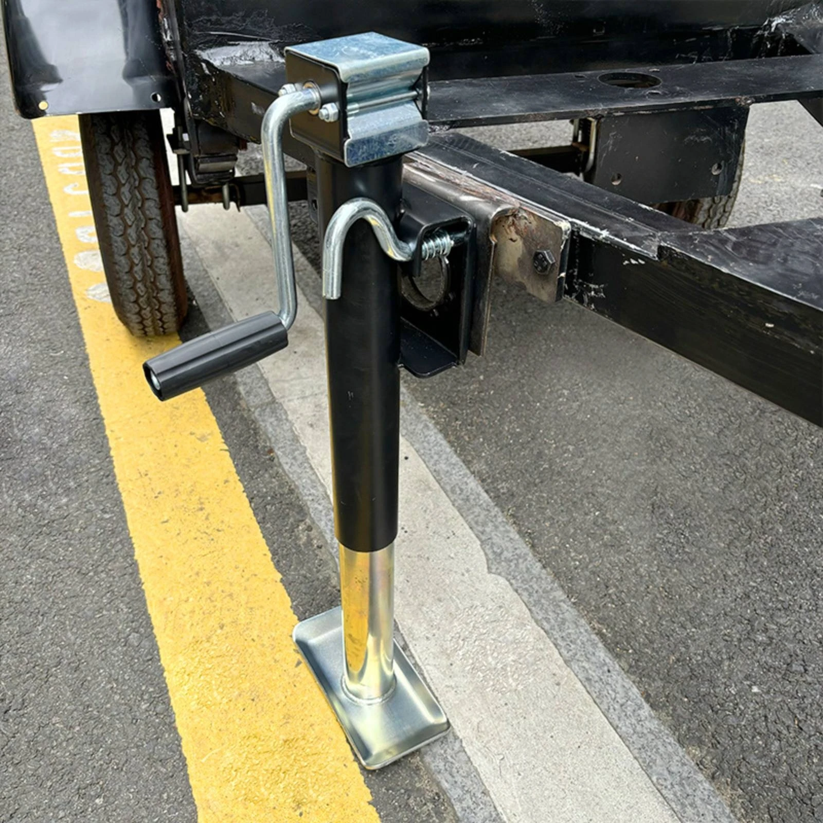 Trailer Jack with Foot Plate Steel Trailer Support Jack Leg Adjustable Stable for Rv Owners