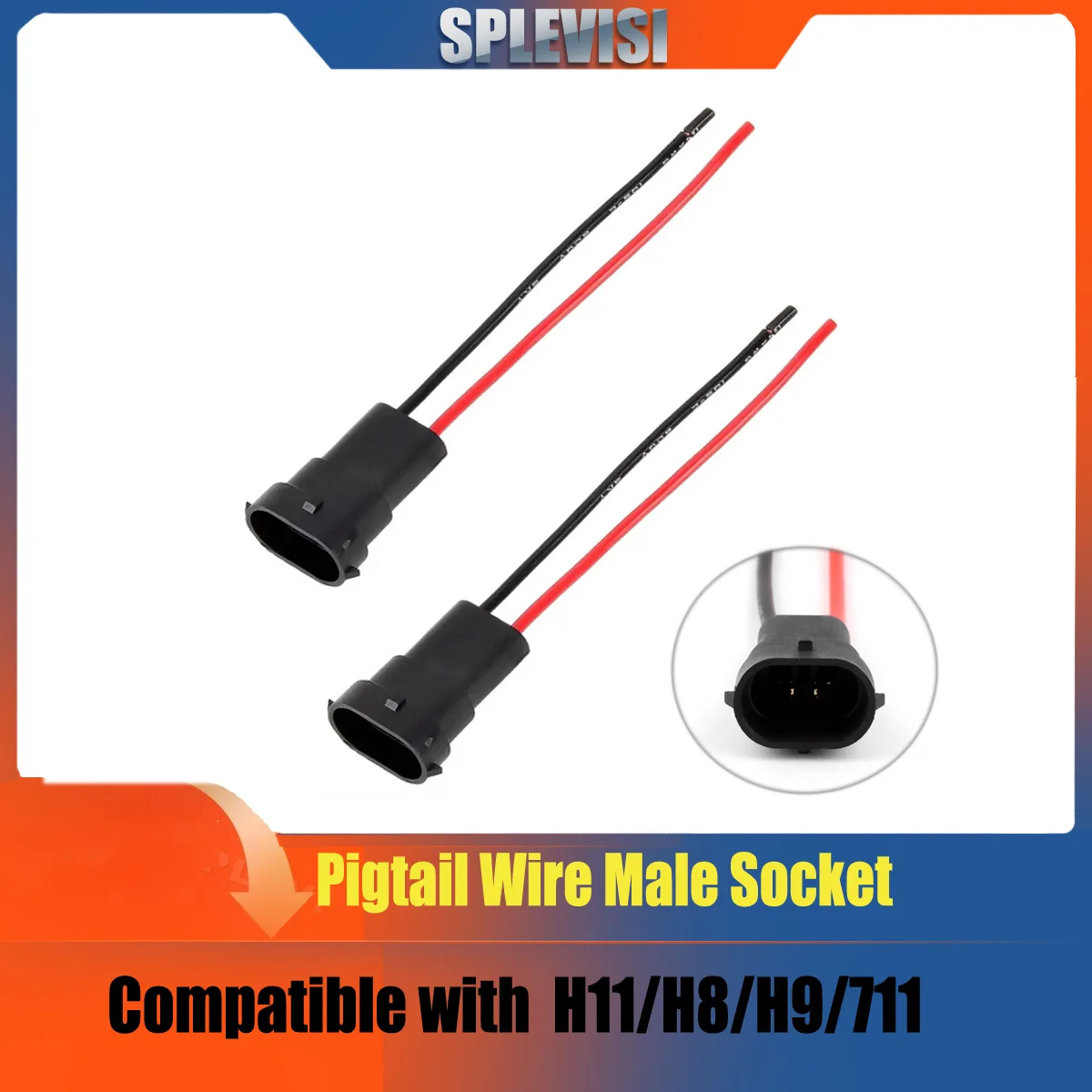 

Bulb Socket Male Adapter 12-24V H8/H9/H11 Connector Socket Plug Male Bulb Cable for Wire Headlight Fog Light Acces