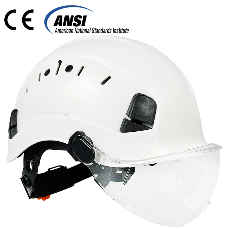 Construction Safety Helmet With Goggles Visor High Quality ABS Hard Hat Light ANSI Industrial Work Head Protection Rescue