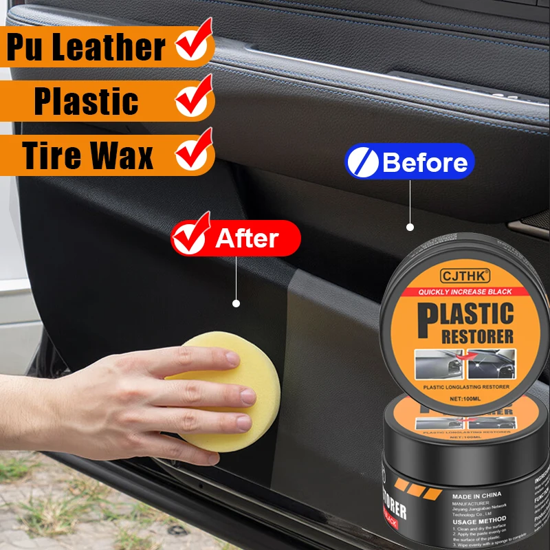 Car Plastic Restorer Crystal Clear Auto Interior Leather & Panel Renewal Wax Coating Agent Back To Black Gloss Car Wax Polish