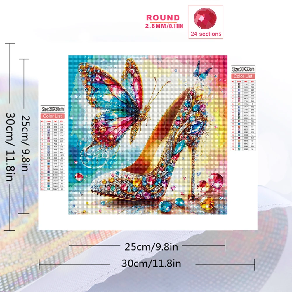 Momoart Full Square Round Diamond Mosaic High Heels Scenery DIY Diamond Painting Butterfly New Arrival Craft Kit Handmade Gift