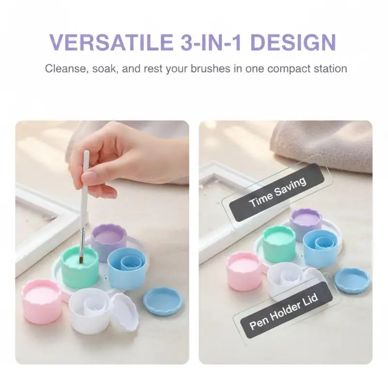 Hoyytu 1Pcs Multi-Purpose Nail Tool Holder Cup Dual Lid Brush Stand Palette for Professional Nail Studio Home DIY Nail Art
