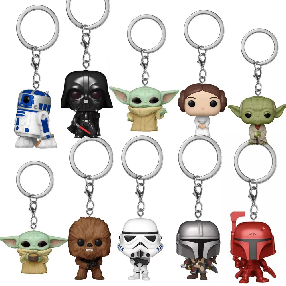 Nuevo Llavero con 15 Estilos: PRINCESA LEIA, BOBA FETT, El Mandaloriano, YODA, Figuras de Vinilo de Bolsillo