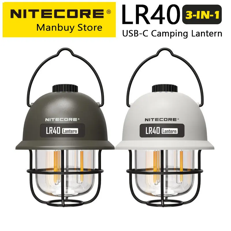 Imagem -02 - Camping Light Power Bank 100 Lumen Fontes Led Portátil Usb-c Recarregável Tent Lantern Nitecore-lr40