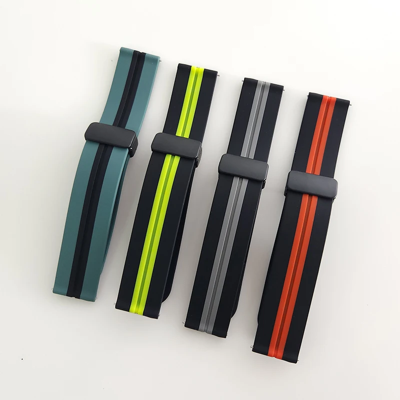 New 20 22mm Magnetic Buckle Band For Samsung Galaxy Watch 3 45mm 41mm/Galaxy Watch 46mm 42mm/Active 2 44 40mm/S3 Silicone Strap