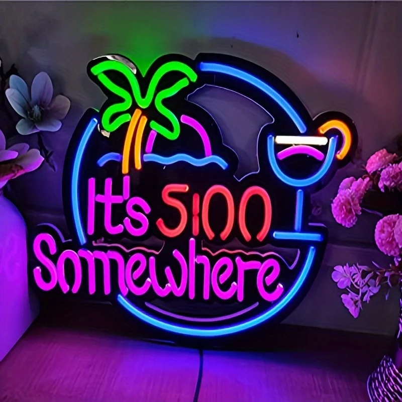 It's 5:00 Some Where Neon Sign USB Dimmable Neon Light for Beer Bar Pub Garage Hotel Pub Cafe Wedding Birthday Party Gifts - view 3