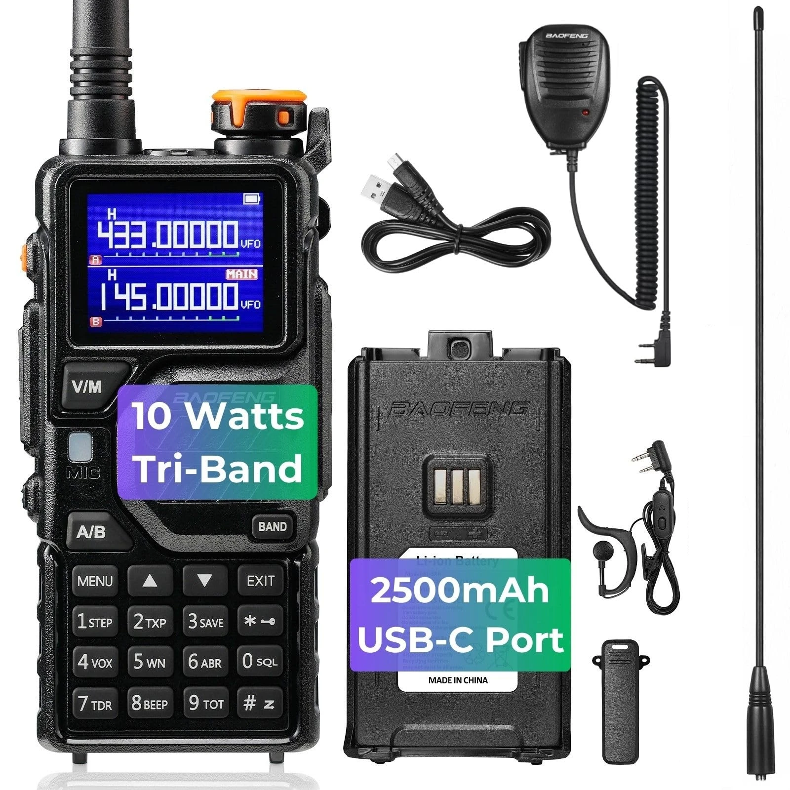 radio-bidirectionnelle-baofeng-walkie-talkie-10-w-uv-k5-plus-bande-aerienne-vhf-uhf-dtmf-noaa-chargeur-type-c-999-canaux-pour-la-randonnee-et-la-chasse