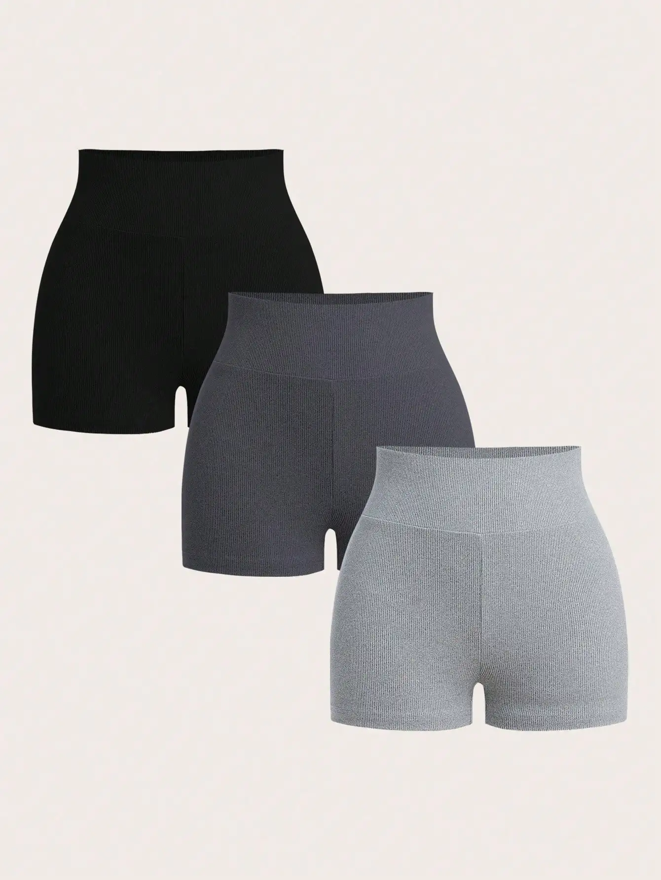 

Комплект из 3-х шорт из гладкой трикотажной ткани для женщин