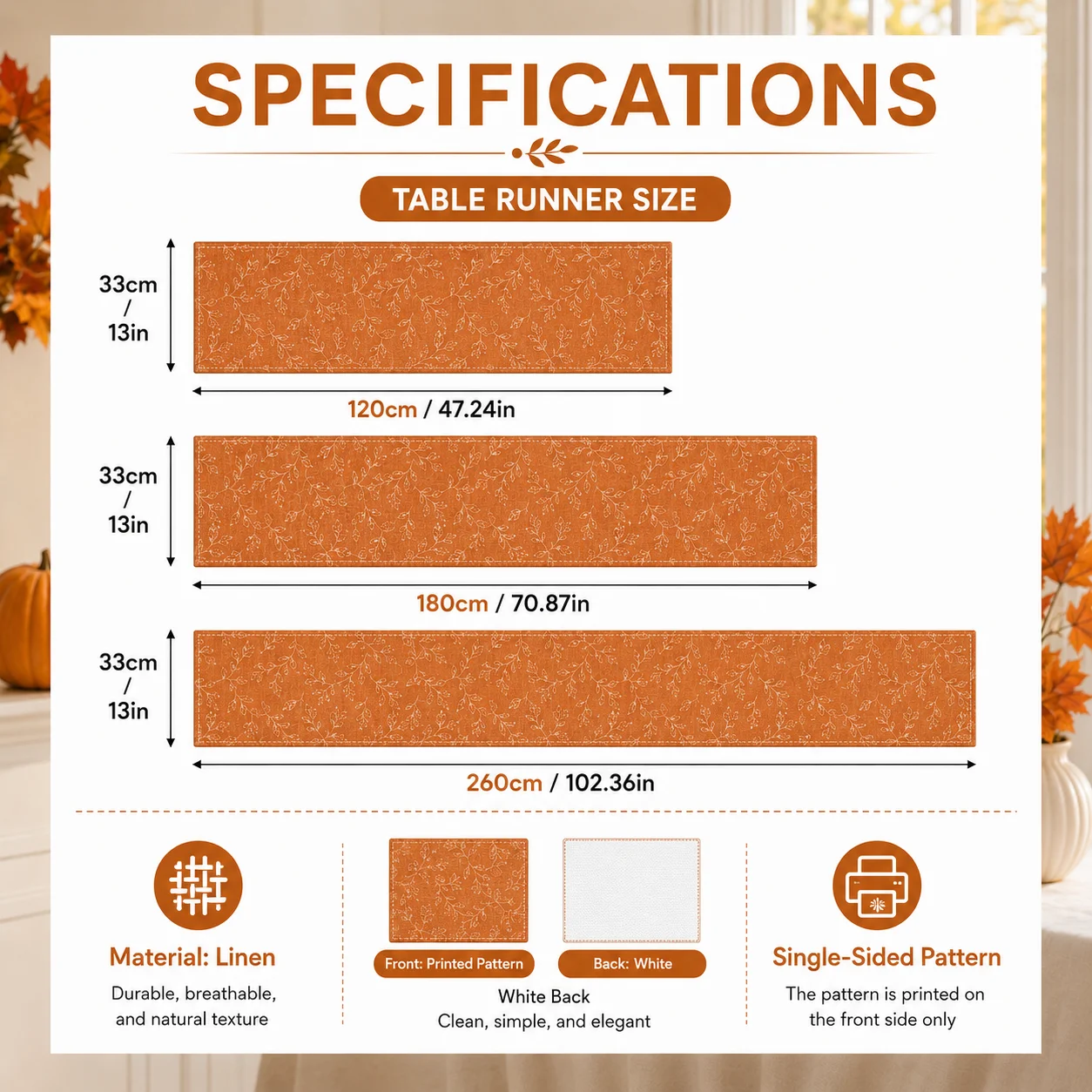 1pc  Halloween Vintage Spooky Pumpkin Crow Ghost Table Runner For Fall Home Dining Party Decor