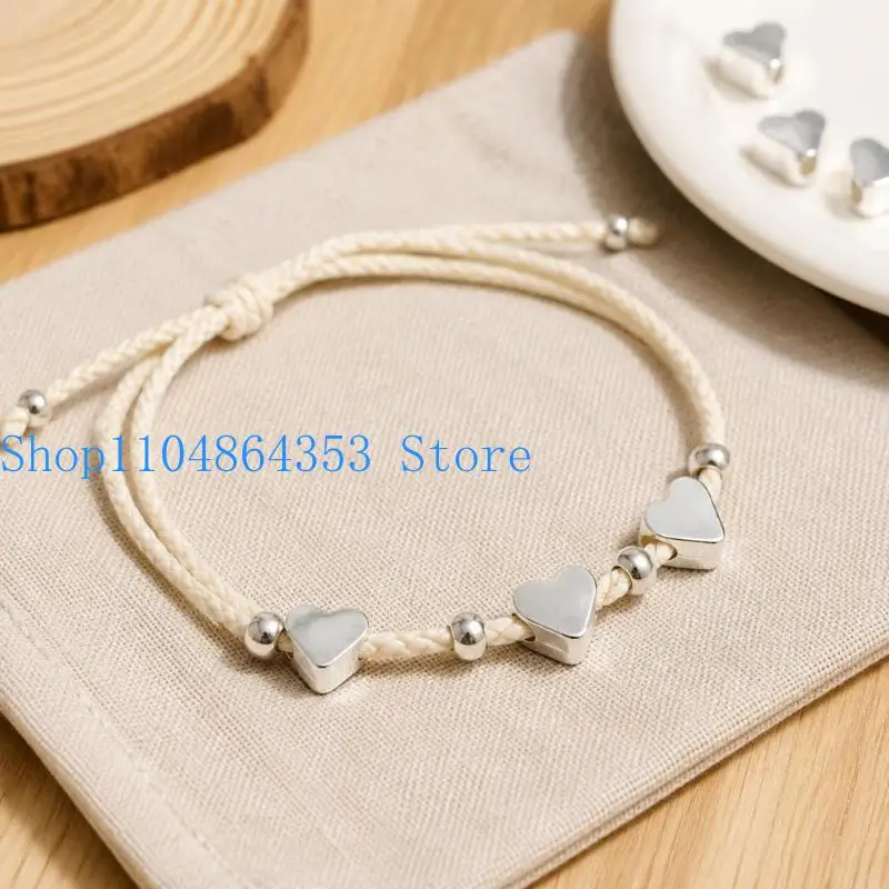 652F Threadable Heart-Shaped Beads for Anklet and Necklace Making, 100 Zinc Alloy Spacers with an Electroplated Finish