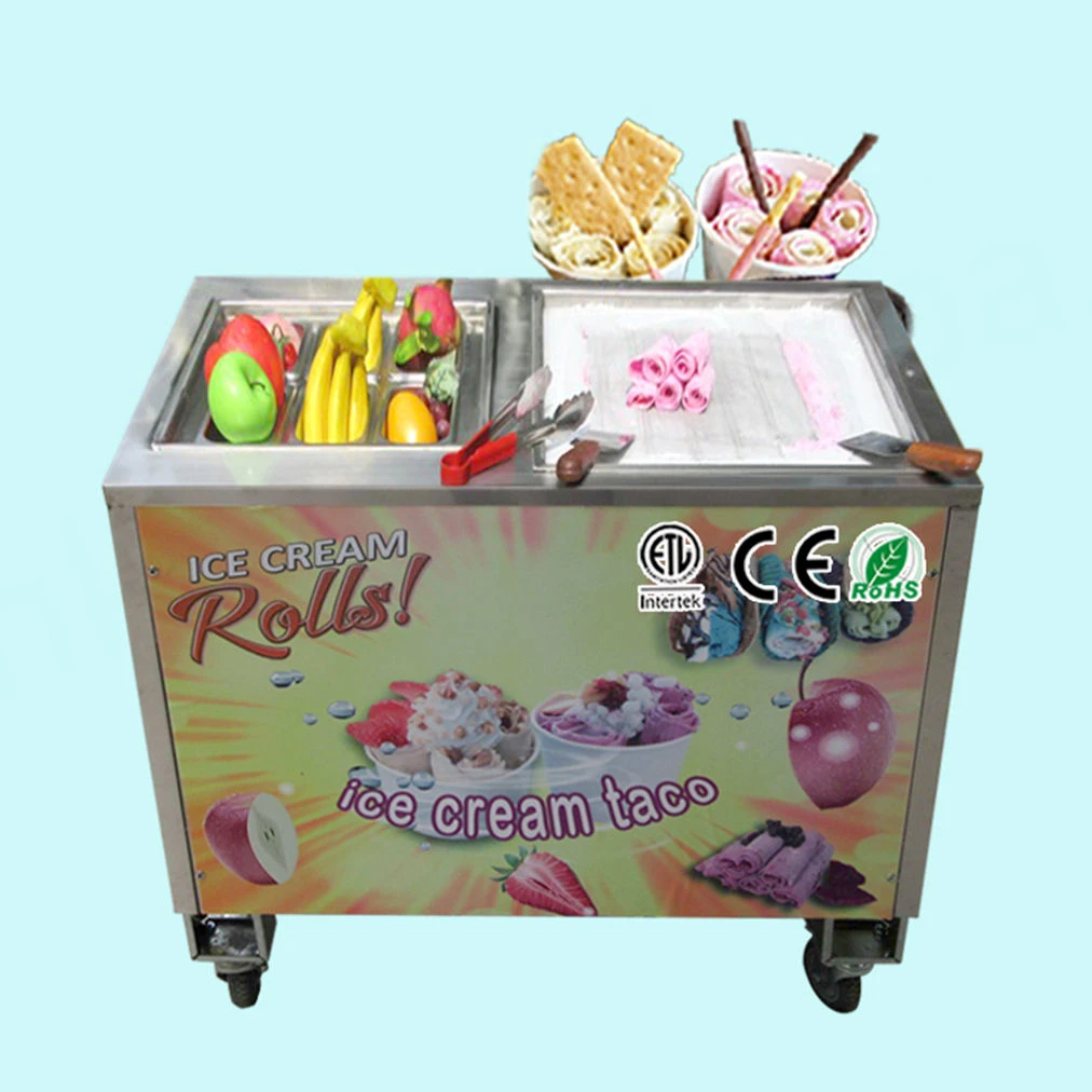 Kolice New Stainless Steel 304 Round/Square Pan Frying Ice Making Machine 6pcs Ingredient Tanks High CE Certified Dual Voltage