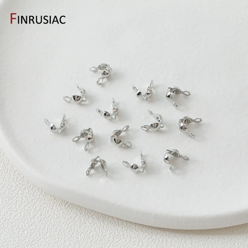 3mm/4mm 14K vergoldetes Messing Calotte Crimp Bead Tips Knotenabdeckungen Clamshell Fold-Over Bead Tips für DIY Schmuckherstellung Zubehör – Detail 22