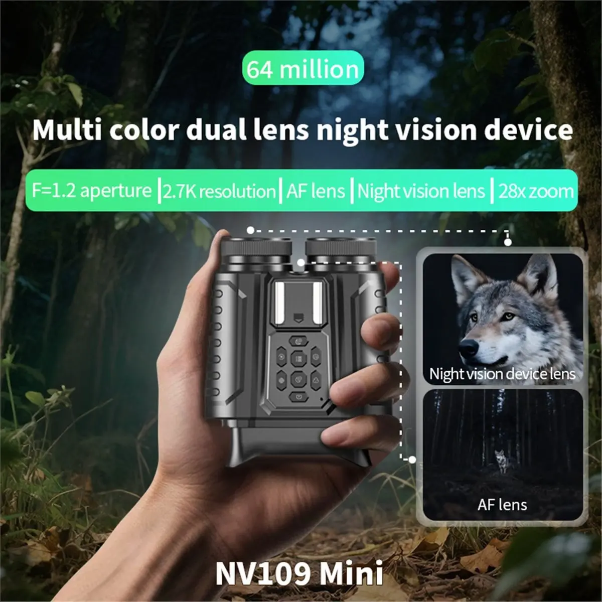 *A91P NV109 Digital Night Vision Goggles Helmet Mounted Telescope 2.7K 1080P Video Recording Binoculars for Outdoor Detection