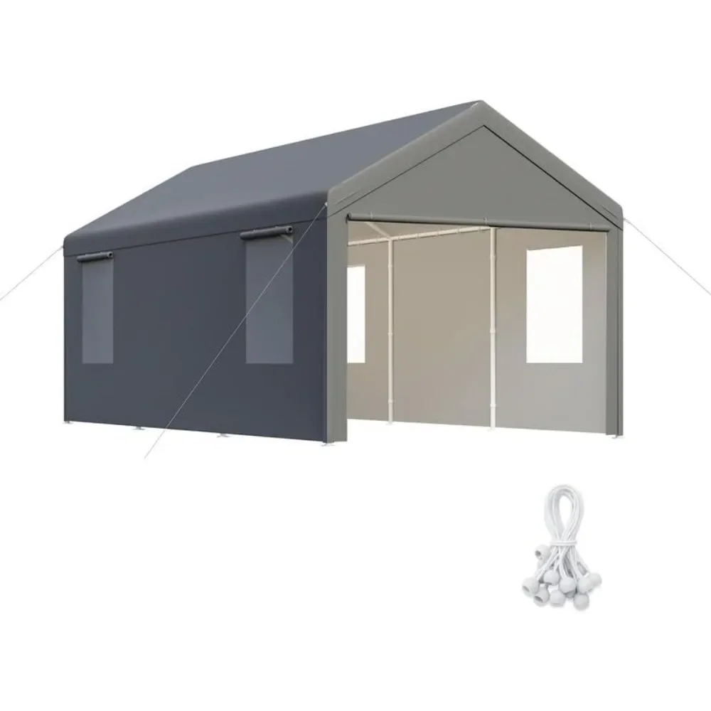 

Garages, Canopies & Carports Heavy Duty Carport, Canopy, Garage, Metal Shed with 4 Rolled Up Ventilation Garden Buildings