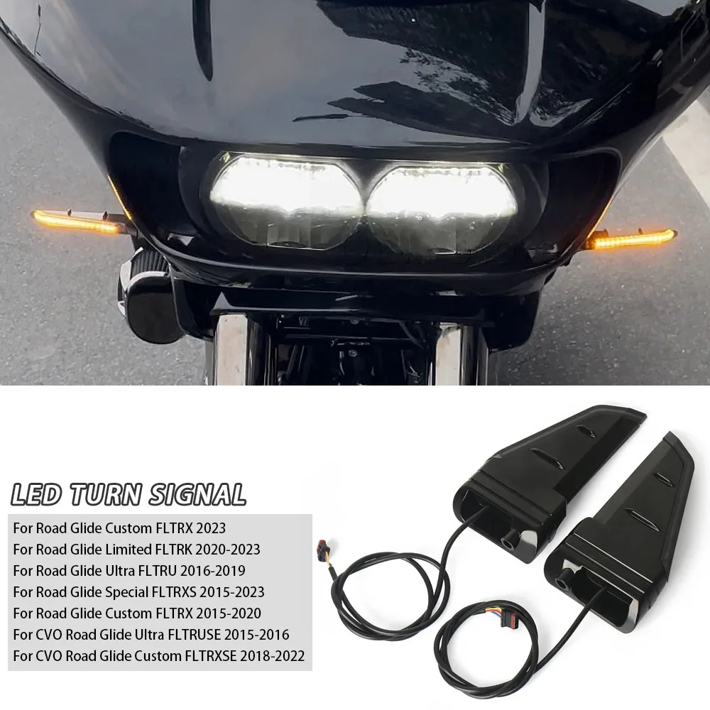 

Motorcycle Fit For Road Glide Custom FLTRX Ultra FLTRU Limited FLTRK Side LED Turn Signal Light Brake Flowing 2015-2023