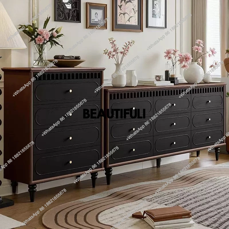 Solid wood retro draw American chest modern simple chest of drawers living room bedroom locker