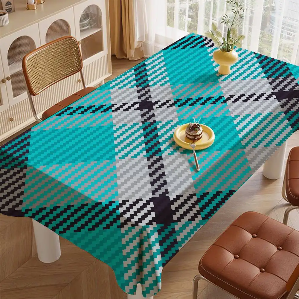 Tartan Print Multi-Use Rectangle Tablecloth - Waterproof For Dust Cover, Picnics & Temporary Tables