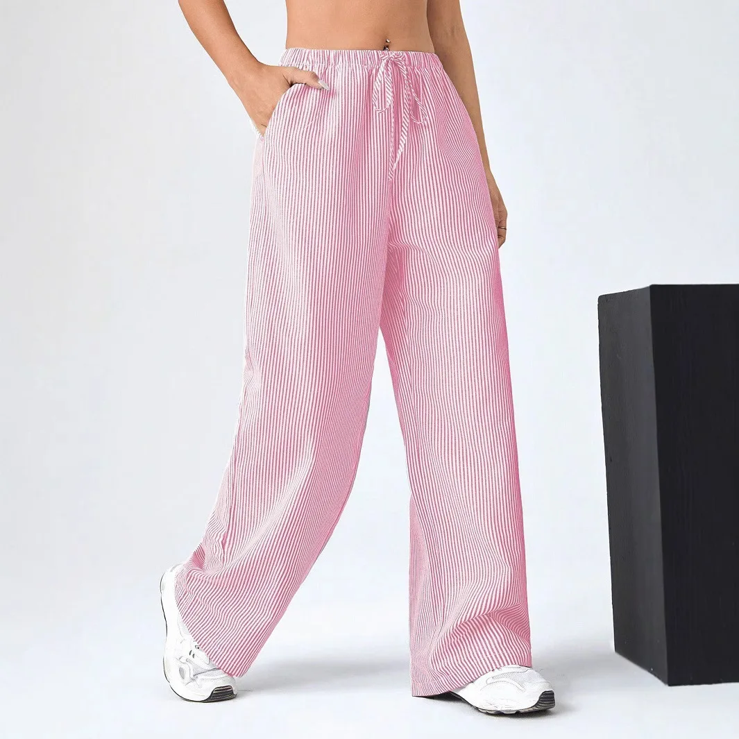 Casual Streifen Hosen frauen Faion Niedrige Taille Gerade Bein Hosen Herbst Neue Sle Abnehmen Wirkung Vaion ular Sle