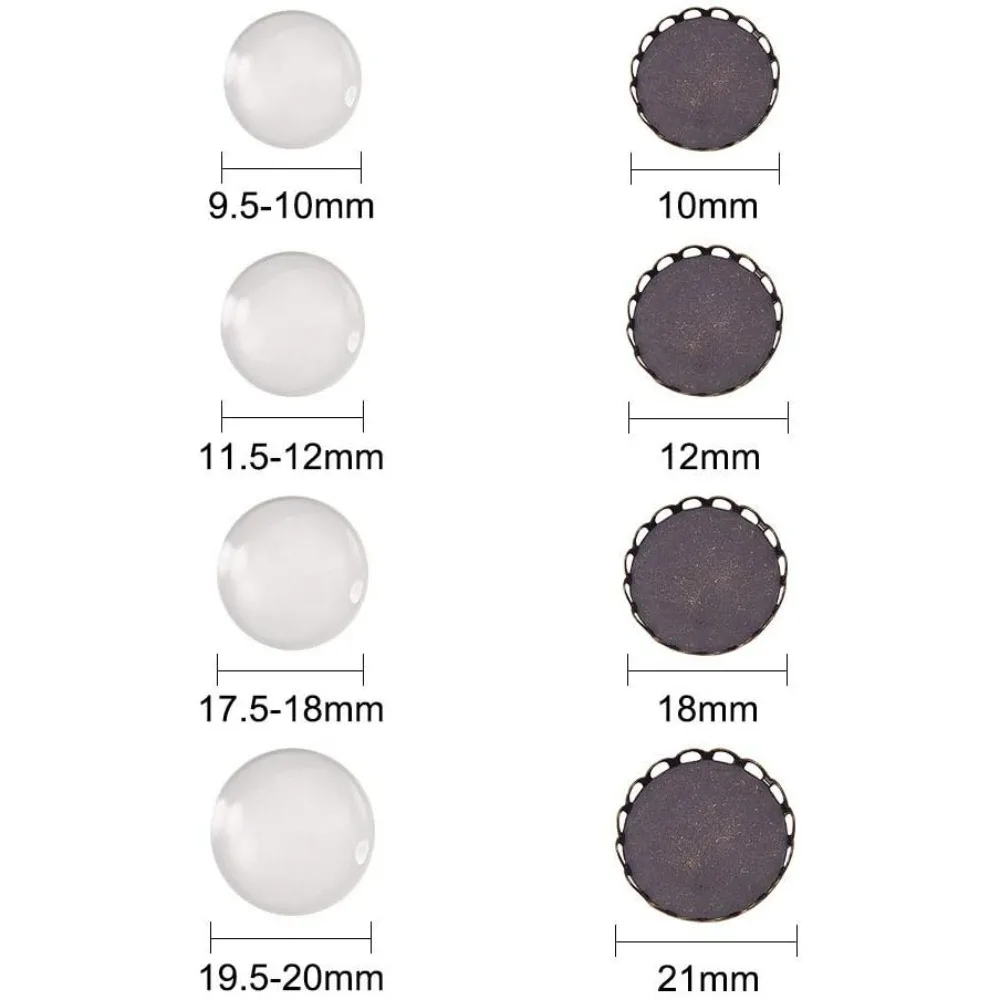 DIY Pendant Making Set Including 80 Pcs 10mm/12mm/18mm/21mm Flower Brass Pendant Cabochon Photo Crafts Jewelry Mixed Color