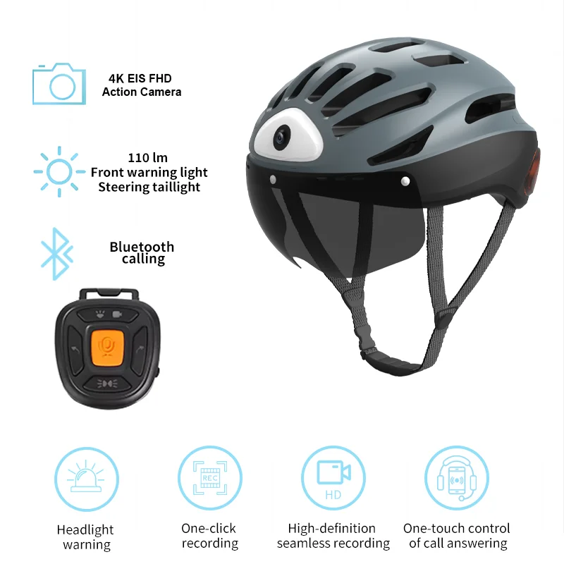 Cámaras 4K para cascos de motocicleta, casco inteligente para bicicleta, Compatible con Bluetooth, soldadura para ciclismo