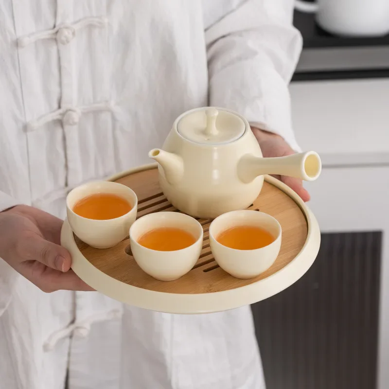 Tea Set, Lifting Kettle, Teapot, Tea Cup, Dry Brewing Tray, Complete Set of Household Warm Tea Stove, Chinese Designed Ceramics