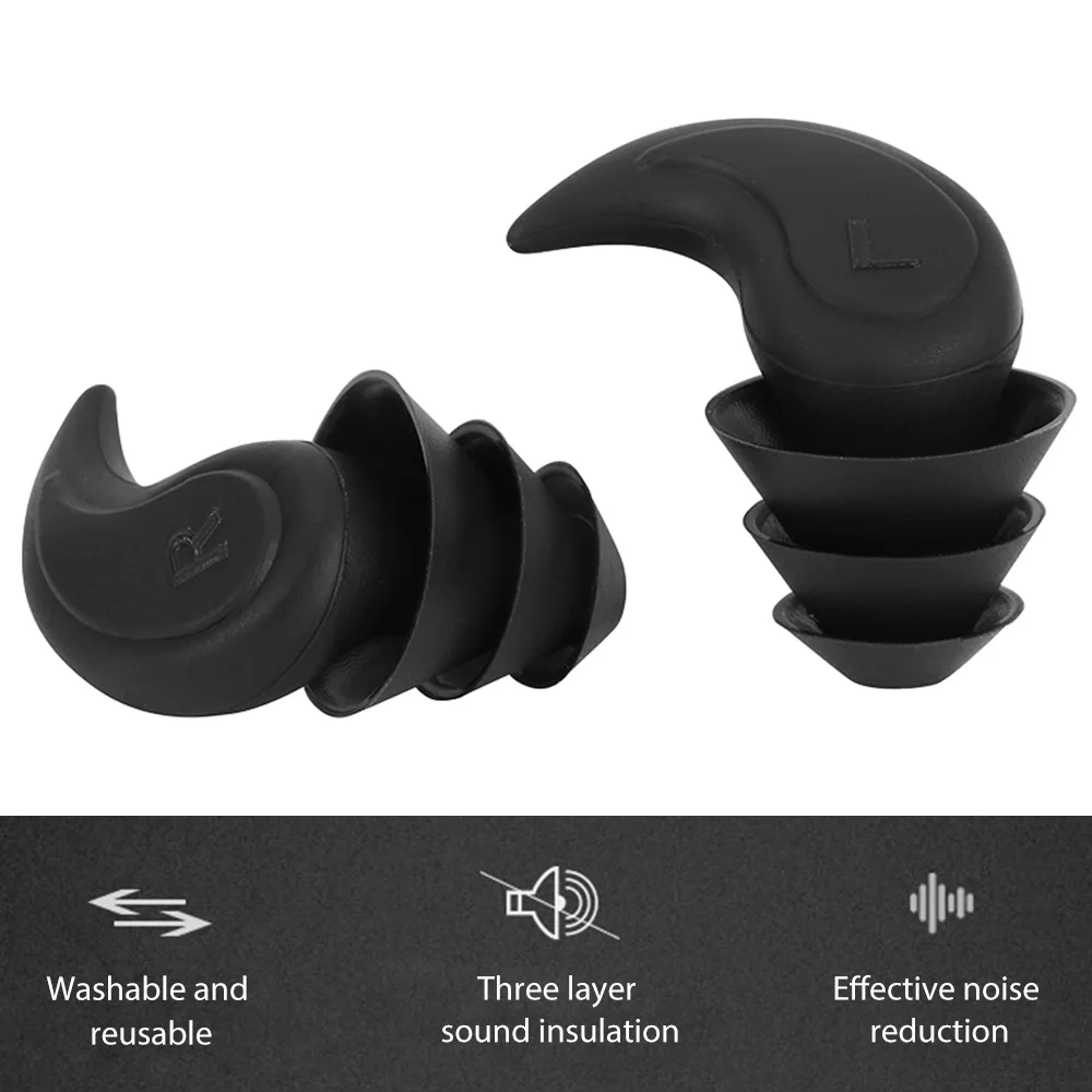 3 Layer Sleep Ear Plugs Reusable Tapered Noise Reduction Sound Insulation Earplugs Hearing Protector