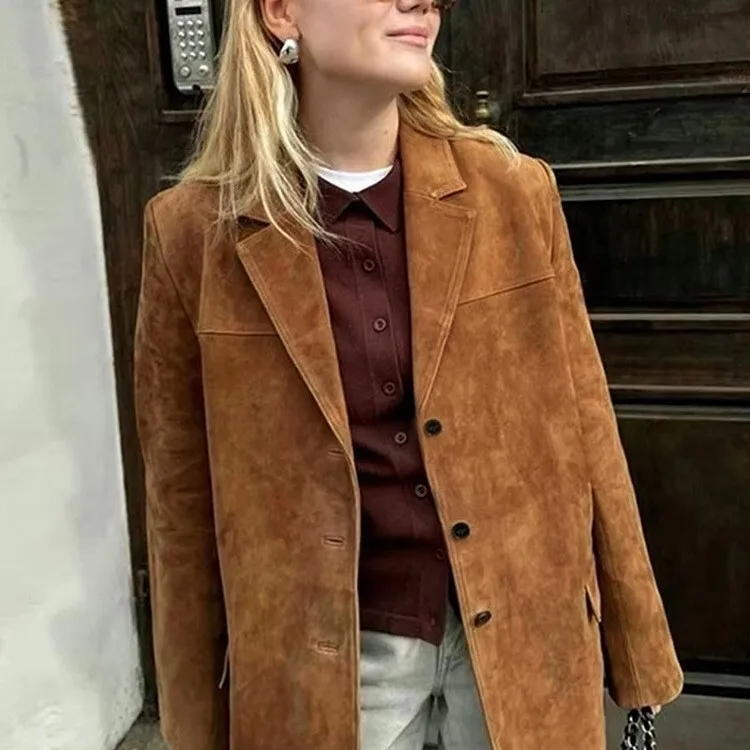 

Повседневное свободное пальто Long Sve Brown Coat, женское модное пальто больших размеров с деталями, универсальная верхняя одежда, осенний сезон, полиэтилен...