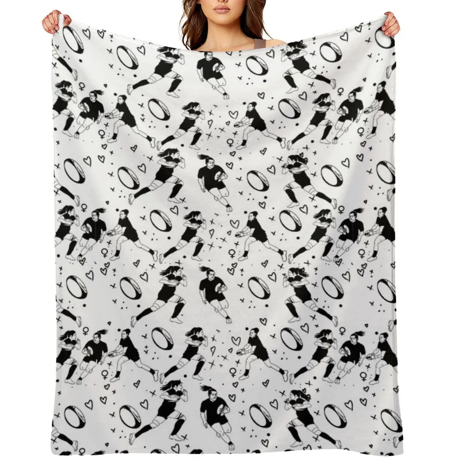 

Womens Rugby Print Throw Blanket Decoratives Flannel Soft Kid'S Blankets