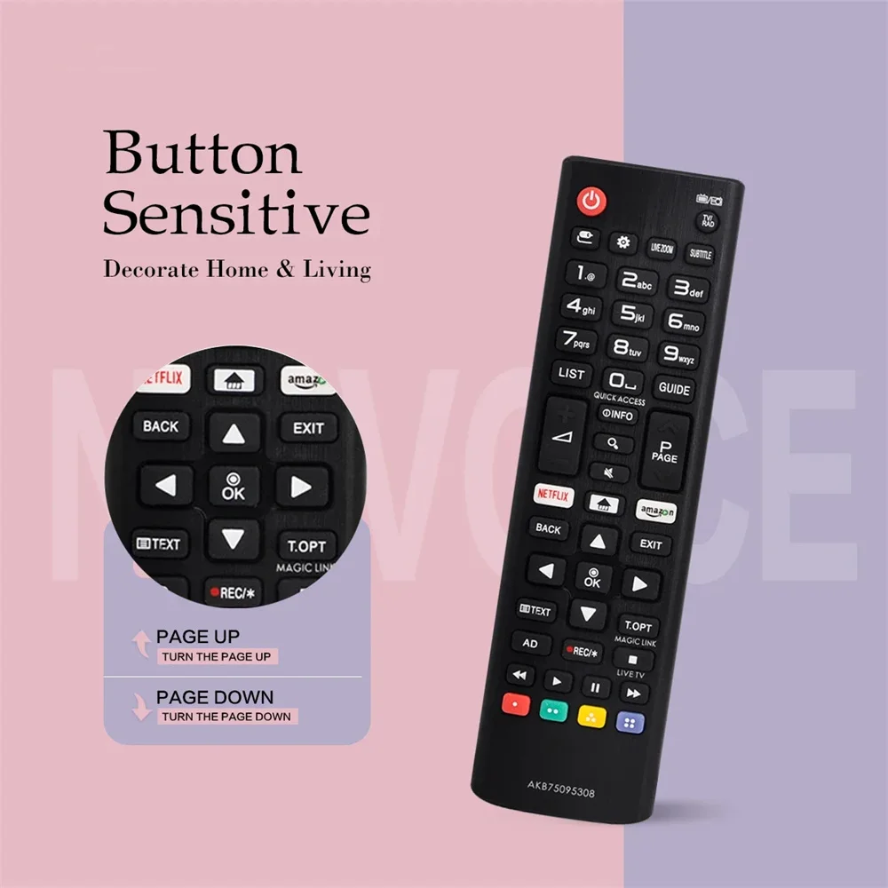 Universal Remote Control Replacement Black D-Pad Learning IR Remote Control LG Electronics For AKB75095308 LG SMART TV 433MHZ