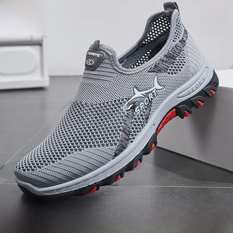 أحذية رجالية كاجوال من قماش الكانفاس صيفية مسامية مضادة للانزلاق بنعل ناعم سهلة الارتداء أحذية شبكية مريحة لكبار السن أحذية ا... #5