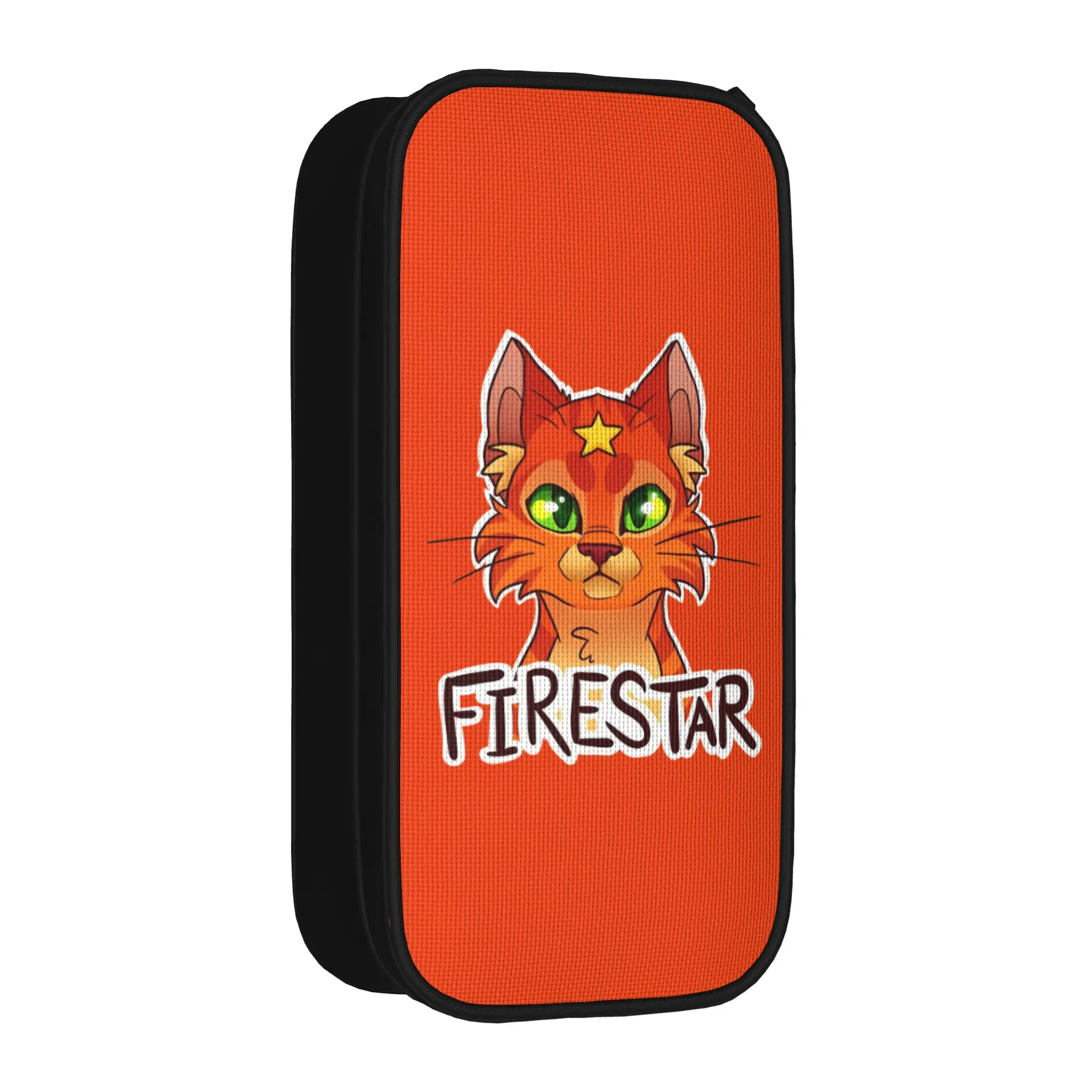 Estuche para lápices de dibujos animados de Warriors Firestar Warriors Headshot Cats, caja para lápices, bolsa para lápices escolares de gran capacidad para niñas y niños, accesorios