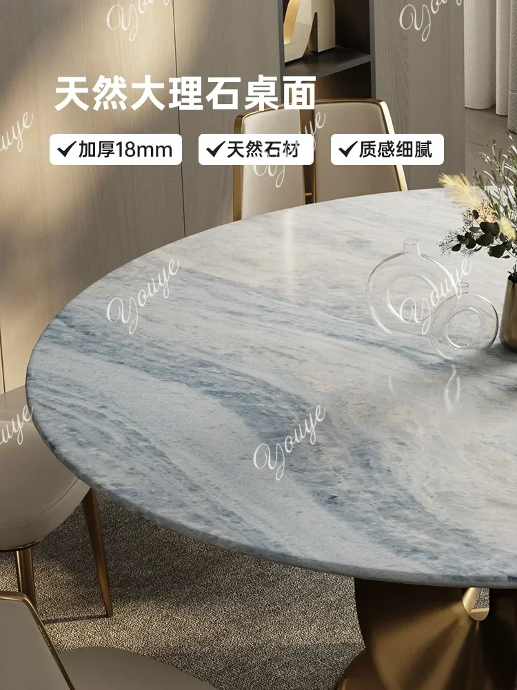 N44  C High-end Luxury Stone Countertop, Marble, Italian Light Luxury Round Dining Table, Living Room, Home Use