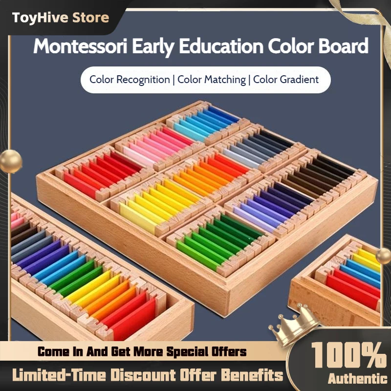 In Stock 1/2/3 Color Board Wood Preschool Toy Montessori Sensorial Material Learning Color Tablet Box Educational Learning Toys