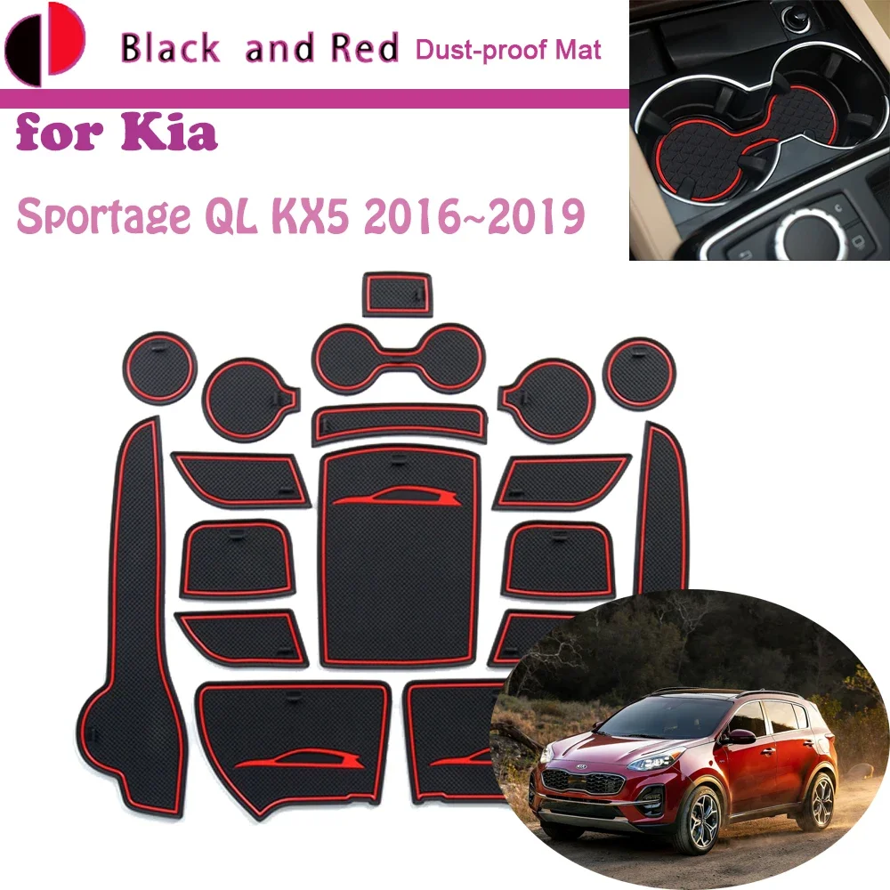 

Rubber Door Groove Mat for KIA Sportage QL KX5 2016~2019 Cushion Gate Storage Slot Coaster Dust-proof Car Sticke Rug Accessories