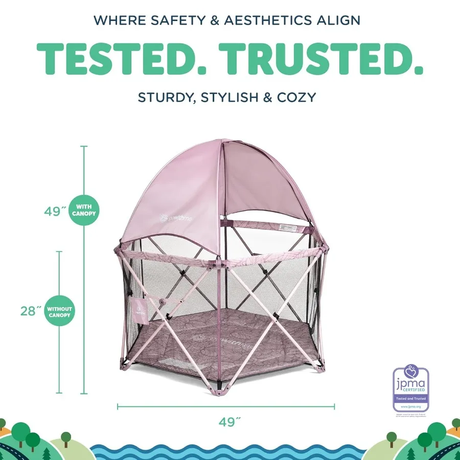 Go with Me Eclipse Deluxe Portable Playard Playpen Sun Canopy Indoor and Outdoor Ultra Padded Nylon Floor Canyon Rose