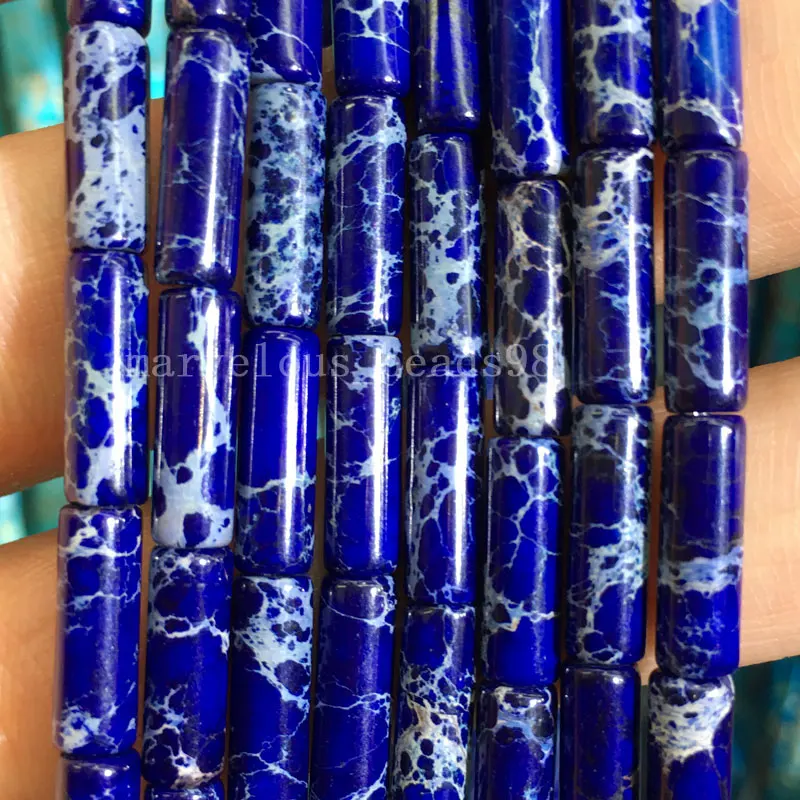 Beautiful jewelry  4x13mm Green Purple Blue Imperial Jaspe Cylinder Women Men Spacers Loose Beads WB572b